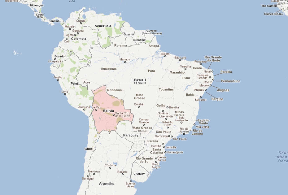 karte von bolivien sud amerika